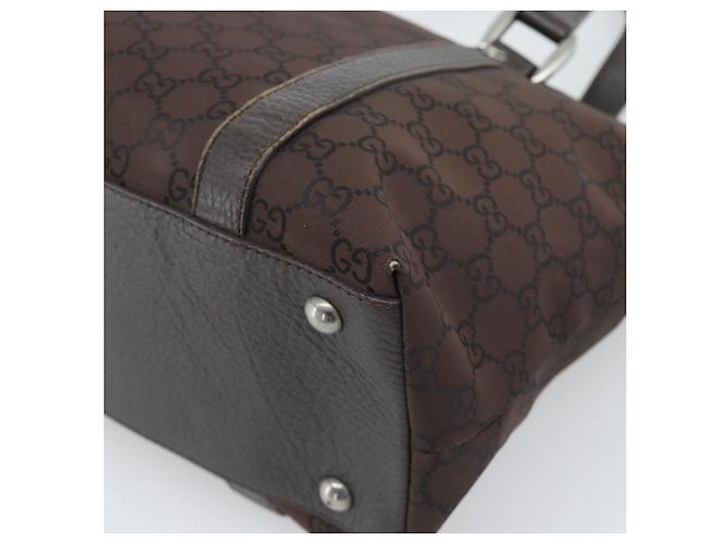 Borsa Tote GUCCI GG Canvas Abbey Outlet Marrone Scuro Argento 268640 Auth gh2299 - vista 15