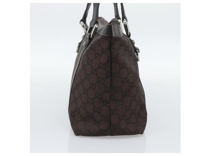 Borsa Tote GUCCI GG Canvas Abbey Outlet Marrone Scuro Argento 268640 Auth gh2299 - vista 3