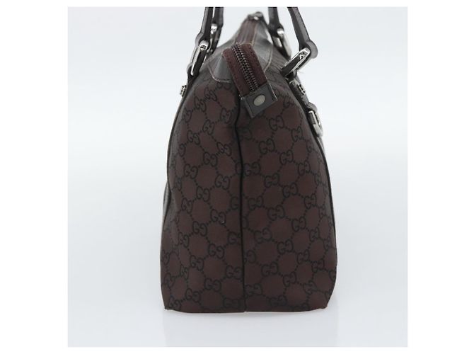 Borsa Tote GUCCI GG Canvas Abbey Outlet Marrone Scuro Argento 268640 Auth gh2299 - vista 4