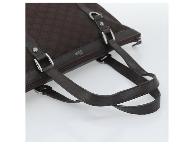 Borsa Tote GUCCI GG Canvas Abbey Outlet Marrone Scuro Argento 268640 Auth gh2299 - vista 7