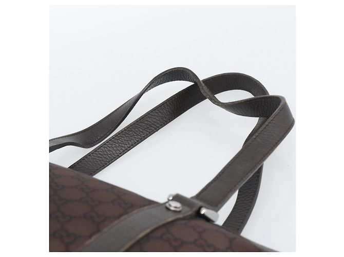 Borsa Tote GUCCI GG Canvas Abbey Outlet Marrone Scuro Argento 268640 Auth gh2299 - vista 8