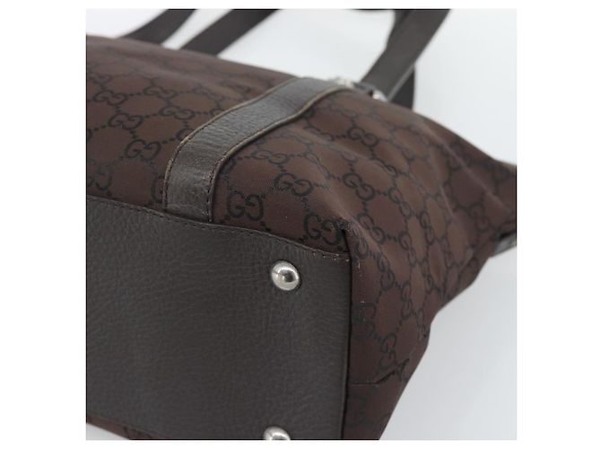 Borsa Tote GUCCI GG Canvas Abbey Outlet Marrone Scuro Argento 268640 Auth gh2299 - vista 9