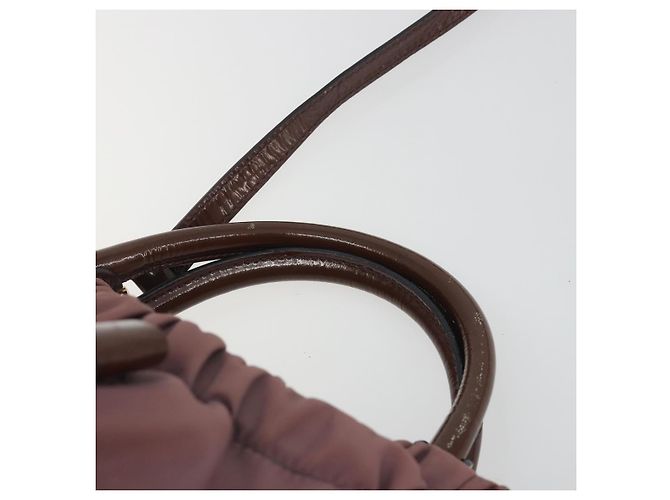 Borsa a mano Salvatore Ferragamo Vala Nylon 2way Marrone Tono Oro Auth BA14653 - vista 14