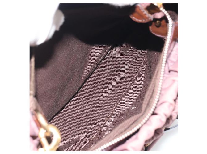Borsa a mano Salvatore Ferragamo Vala Nylon 2way Marrone Tono Oro Auth BA14653 - vista 25