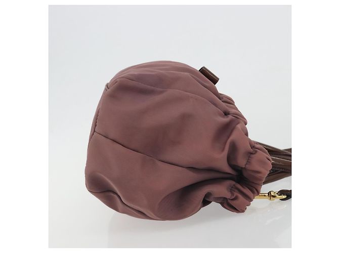 Borsa a mano Salvatore Ferragamo Vala Nylon 2way Marrone Tono Oro Auth BA14653 - vista 3