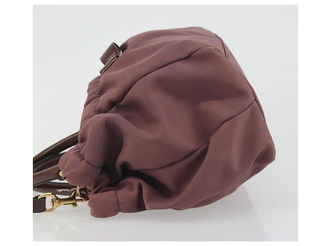 Borsa a mano Salvatore Ferragamo Vala Nylon 2way Marrone Tono Oro Auth BA14653 - vista 4