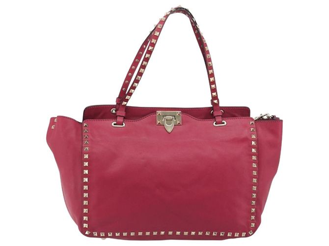 Borsa Tote VALENTINO Studs in pelle 2way Rosa Tono Oro Auth BA14571 - vista 13