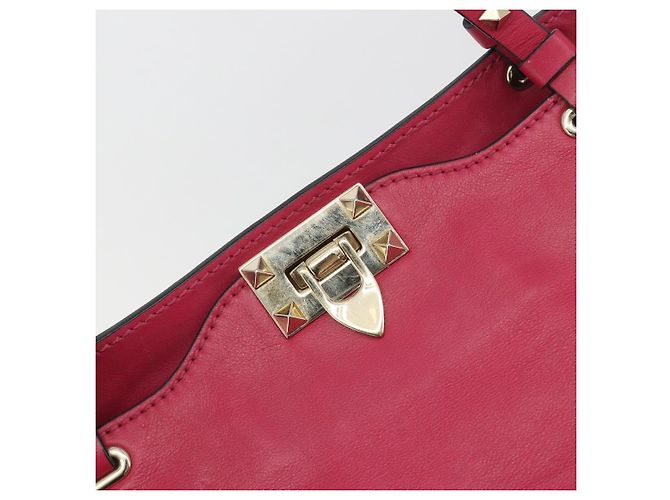Borsa Tote VALENTINO Studs in pelle 2way Rosa Tono Oro Auth BA14571 - vista 19