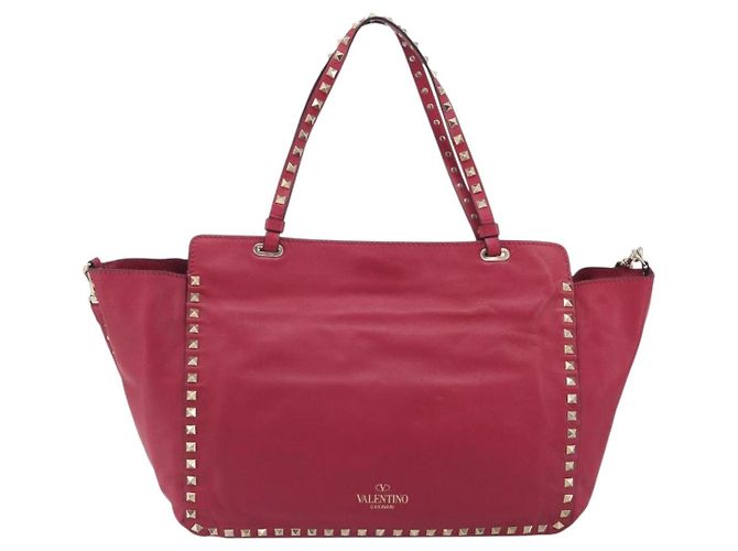 Borsa Tote VALENTINO Studs in pelle 2way Rosa Tono Oro Auth BA14571 - vista 2
