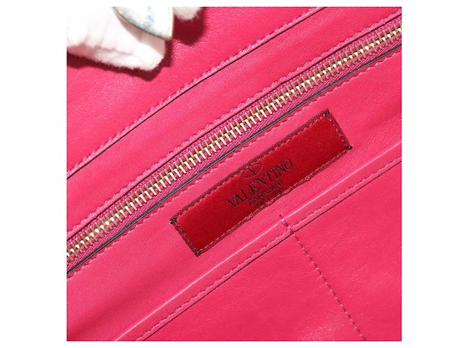 Borsa Tote VALENTINO Studs in pelle 2way Rosa Tono Oro Auth BA14571 - vista 20