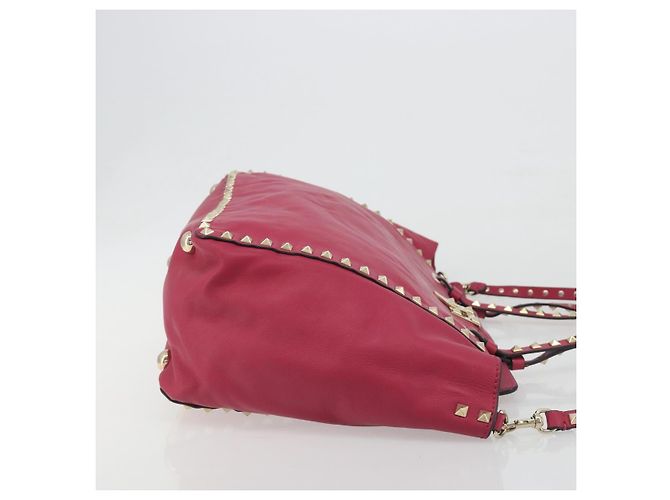 Borsa Tote VALENTINO Studs in pelle 2way Rosa Tono Oro Auth BA14571 - vista 3
