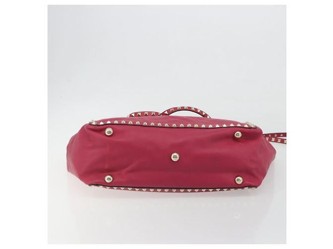 Borsa Tote VALENTINO Studs in pelle 2way Rosa Tono Oro Auth BA14571 - vista 5
