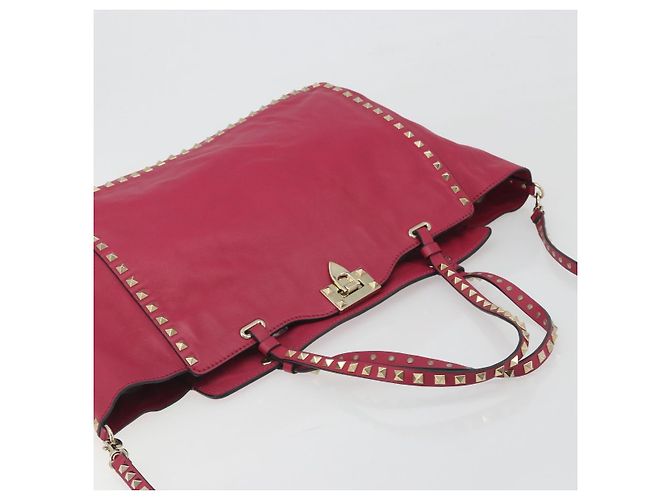 Borsa Tote VALENTINO Studs in pelle 2way Rosa Tono Oro Auth BA14571 - vista 6