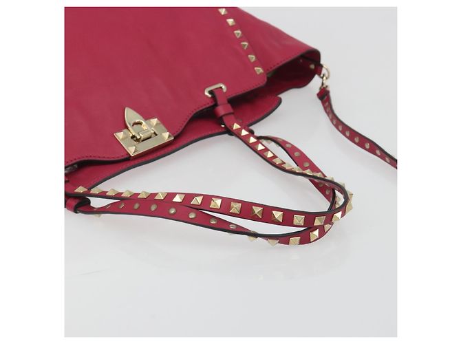Borsa Tote VALENTINO Studs in pelle 2way Rosa Tono Oro Auth BA14571 - vista 7