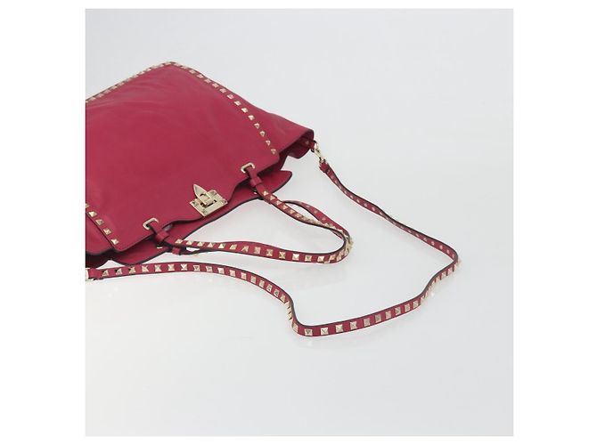 Borsa Tote VALENTINO Studs in pelle 2way Rosa Tono Oro Auth BA14571 - vista 9