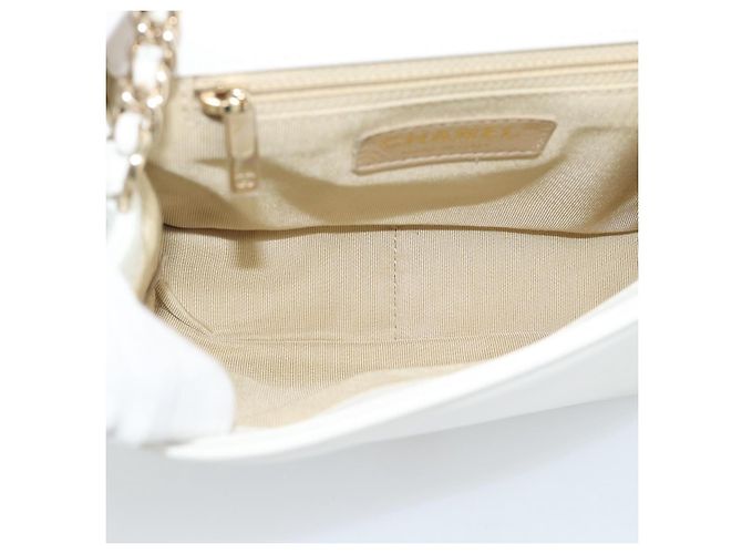 Borsa a tracolla CHANEL Matelasse con catena in pelle d'agnello 2way White Gold CC Auth 193425SAM Bianco D'oro - vista 11