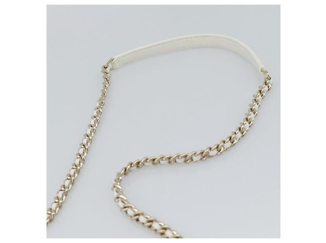 Borsa a tracolla CHANEL Matelasse con catena in pelle d'agnello 2way White Gold CC Auth 193425SAM Bianco D'oro - vista 14