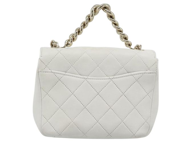 Borsa a tracolla CHANEL Matelasse con catena in pelle d'agnello 2way White Gold CC Auth 193425SAM Bianco D'oro - vista 2