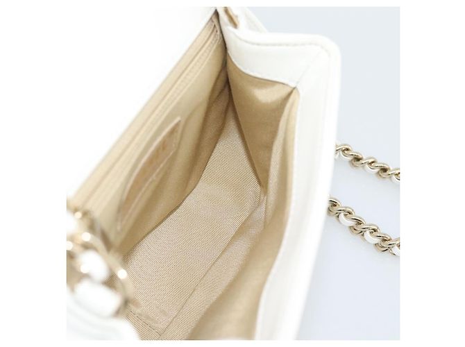 Borsa a tracolla CHANEL Matelasse con catena in pelle d'agnello 2way White Gold CC Auth 193425SAM Bianco D'oro - vista 21