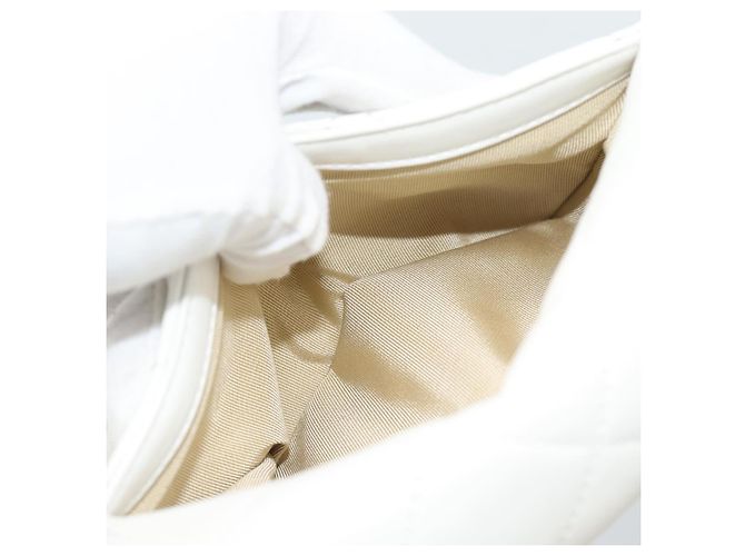 Borsa a tracolla CHANEL Matelasse con catena in pelle d'agnello 2way White Gold CC Auth 193425SAM Bianco D'oro - vista 25