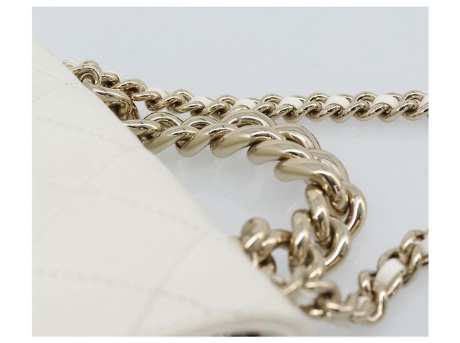 Borsa a tracolla CHANEL Matelasse con catena in pelle d'agnello 2way White Gold CC Auth 193425SAM Bianco D'oro - vista 8