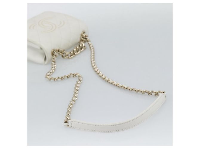 Borsa a tracolla CHANEL Matelasse con catena in pelle d'agnello 2way White Gold CC Auth 193425SAM Bianco D'oro - vista 9