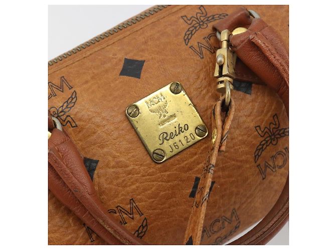 MCM Logogram Vicetos Mini Boston Bag PVC Leather 2way Brown Gold Auth 192428A Tasche Braun Golden - Ansicht 12