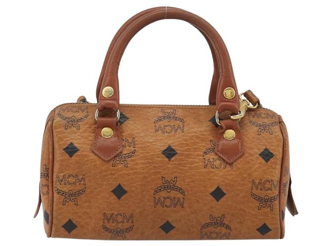 MCM Logogram Vicetos Mini Boston Bag PVC Leather 2way Brown Gold Auth 192428A Tasche Braun Golden - Ansicht 2
