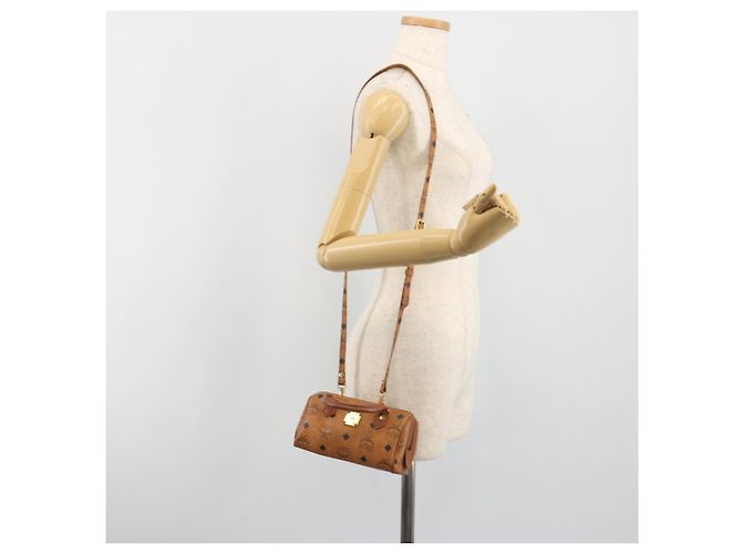 MCM Logogram Vicetos Mini Boston Bag PVC Leather 2way Brown Gold Auth 192428A Tasche Braun Golden - Ansicht 21