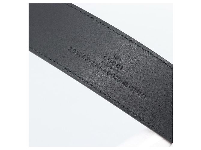 Cintura GUCCI GG Supreme Interlocking G Belt PVC 53.1"" Black 703147 Auth BA14141V Nero Argento - vista 10