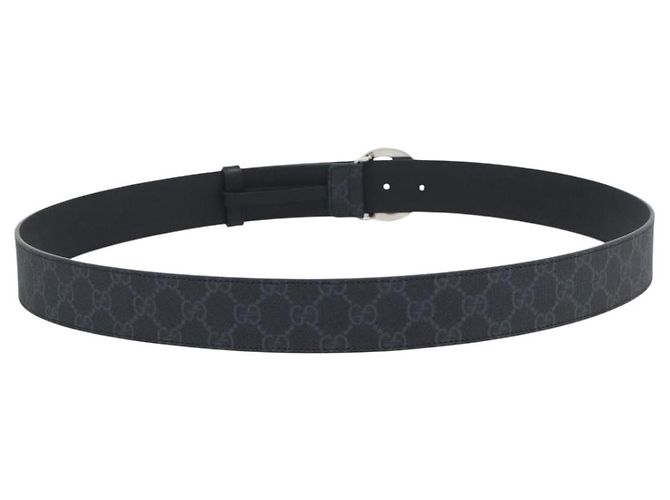 Cintura GUCCI GG Supreme Interlocking G Belt PVC 53.1"" Black 703147 Auth BA14141V Nero Argento - vista 2