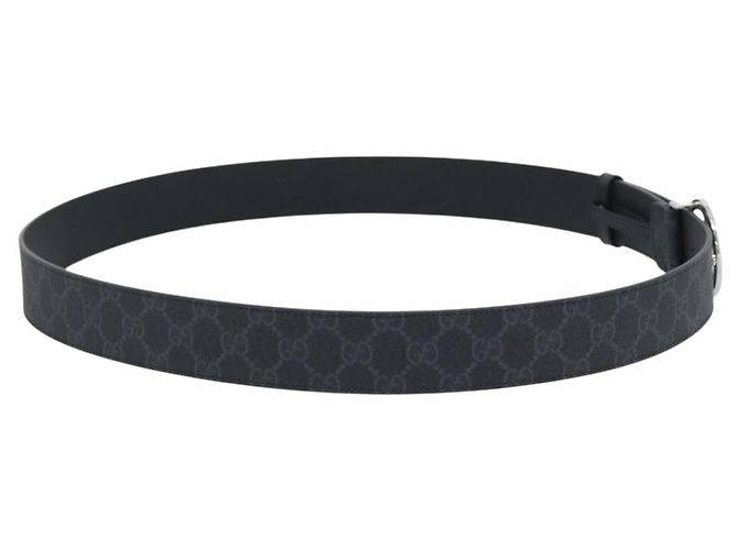 Cintura GUCCI GG Supreme Interlocking G Belt PVC 53.1"" Black 703147 Auth BA14141V Nero Argento - vista 3