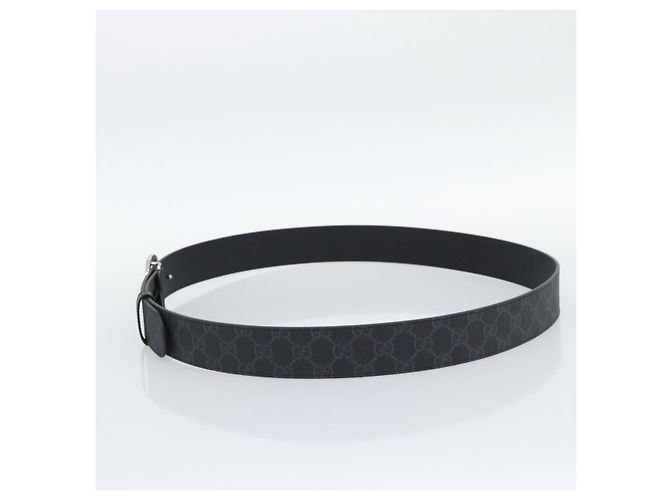 Cintura GUCCI GG Supreme Interlocking G Belt PVC 53.1"" Black 703147 Auth BA14141V Nero Argento - vista 4