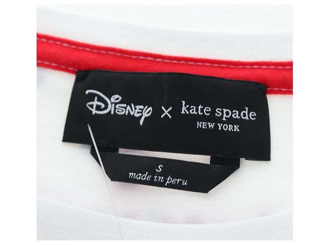 Camiseta de manga corta Kate Spade Disney de algodón Blanco Rosa Auth 192889M - vista 10