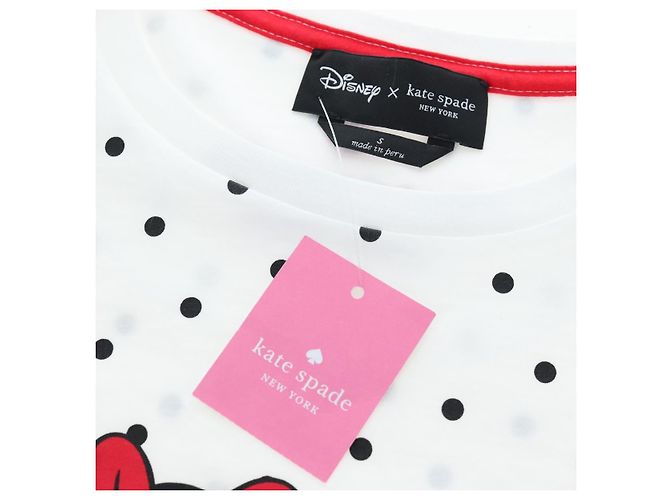 Camiseta de manga corta Kate Spade Disney de algodón Blanco Rosa Auth 192889M - vista 9