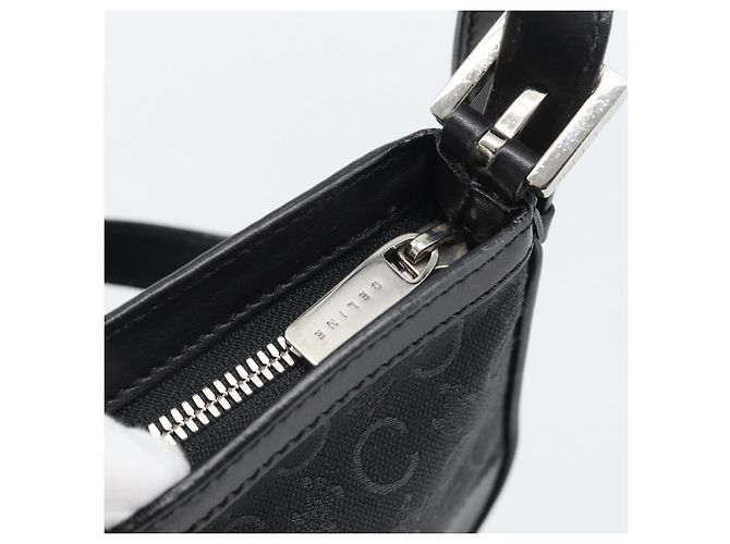 Céline Borsa a tracolla CELINE C Macadam Canvas Nero Argento Auth 193919A - vista 10