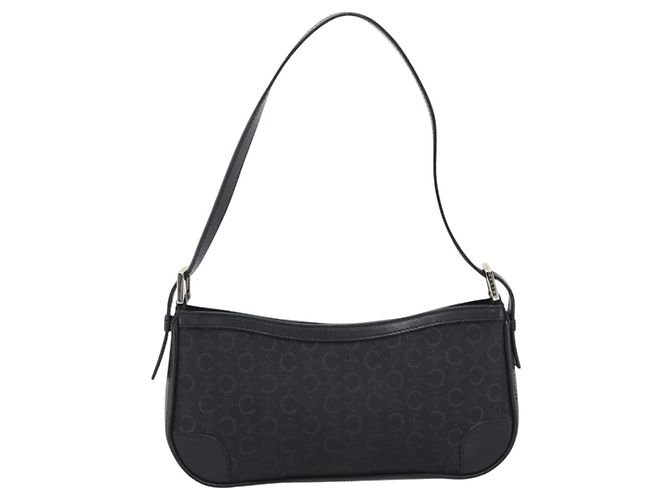 Céline Borsa a tracolla CELINE C Macadam Canvas Nero Argento Auth 193919A - vista 2