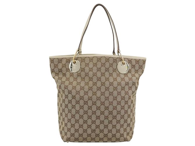 Borsa Tote GUCCI GG Canvas Beige Tono Oro 120836 Auth BA14589 - vista 13