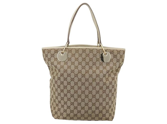 Borsa Tote GUCCI GG Canvas Beige Tono Oro 120836 Auth BA14589 - vista 2