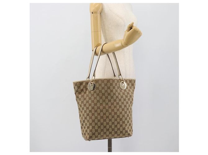 Borsa Tote GUCCI GG Canvas Beige Tono Oro 120836 Auth BA14589 - vista 21