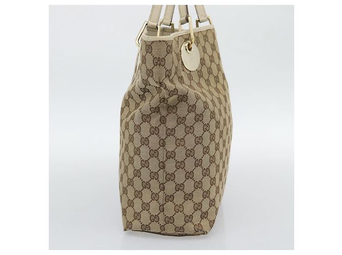 Borsa Tote GUCCI GG Canvas Beige Tono Oro 120836 Auth BA14589 - vista 3