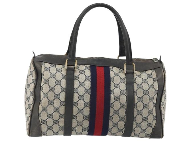 Borsa a Mano GUCCI GG Supreme PVC Pelle Navy Tono Oro Auth 194149 Blu navy - vista 2