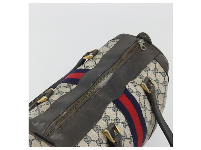Borsa a Mano GUCCI GG Supreme PVC Pelle Navy Tono Oro Auth 194149 Blu navy - vista 6