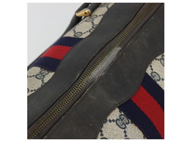 Borsa a Mano GUCCI GG Supreme PVC Pelle Navy Tono Oro Auth 194149 Blu navy - vista 7