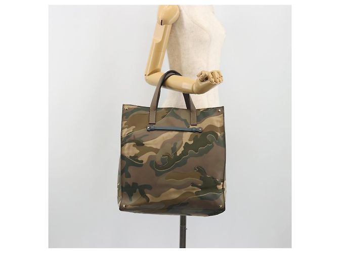 Borsa Tote VALENTINO Studs Marrone Oro Auth bs36602 D'oro - vista 23