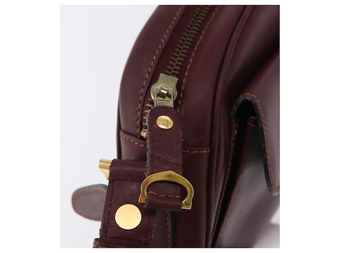 Borsa a tracolla CARTIER Must Line in pelle Bordeaux tono oro Auth 194177A - vista 10