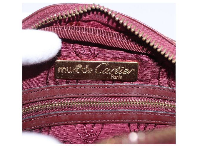 Borsa a tracolla CARTIER Must Line in pelle Bordeaux tono oro Auth 194177A - vista 11