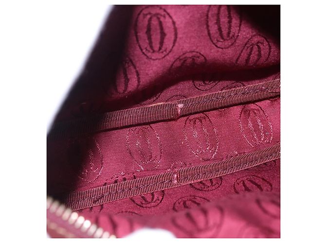 Borsa a tracolla CARTIER Must Line in pelle Bordeaux tono oro Auth 194177A - vista 12