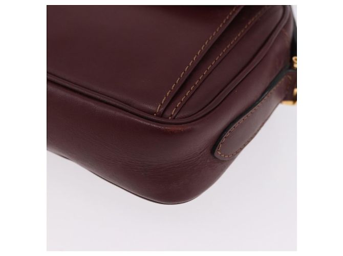 Borsa a tracolla CARTIER Must Line in pelle Bordeaux tono oro Auth 194177A - vista 14