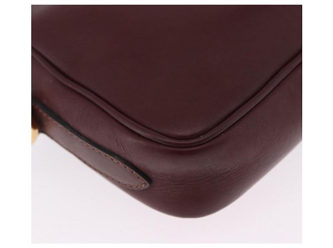 Borsa a tracolla CARTIER Must Line in pelle Bordeaux tono oro Auth 194177A - vista 15